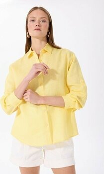 Fabrika Oversize Gömlek Yaka Düz Sarı Kadın Gömlek F5SL-GML0030 - 40