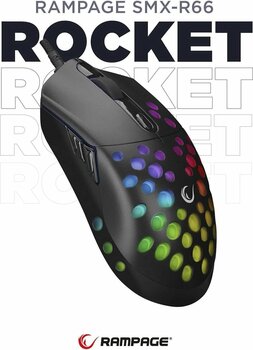 Rampage ROCKET Ultra Hafif Siyah RGB Ledli 12000dpi Gaming Oyuncu Mouse Modern Tasarım 431550