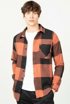 Tudors Slim Fit Uzun Kollu Kareli Tek Cepli Kışlık Oduncu Erkek Siyah Gömlek - S