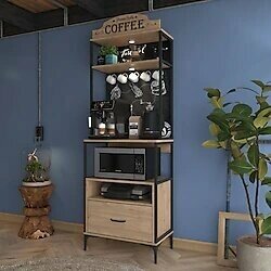 Rani Mobilya JE154 Işıklı Kahve Köşesi Çekmeceli Çok Amaçlı Mutfak Dolabı Sepet Ceviz