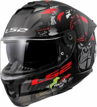 Ls2 Stream 2 Angry Monkey Kapalı Motosiklet Kaskı Kırmızı - Mat Siyah 3xl