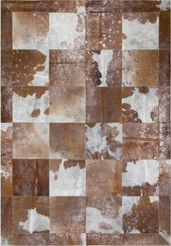 Dericibey Gümüş Varaklı Dana Derisi Patchwork Halı 200 x 300 cm - Kahverengi