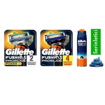 Gillette Fusion Proglide 4'lü Yedek Bıçak + 2'li Power + 200 ml Tıraş Jeli
