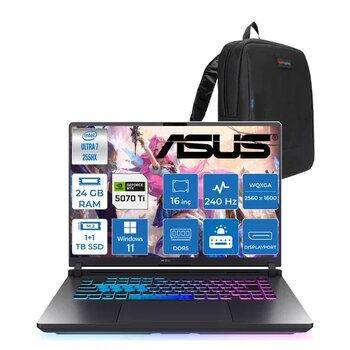 Asus Rog Strix G16 G615lr Intel Ultra 7 255Hx Aı 24Gb Gb 1Tb Ssd +1Tb Ssd 12Gb/Rtx5070ti Gddr7 140W 16" 2.5K 2560 X 1600 Wqxga 240Hz 3Ms 500Nıts W