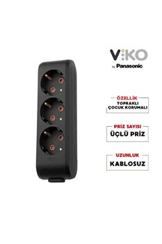 VİKO MULTİLET ÜÇLÜ TOPRAKLI PRİZ KLEMENSLİ SİYAH