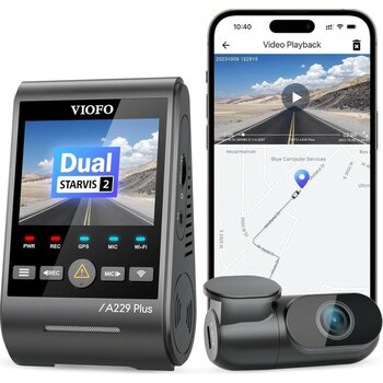 Viofo A229 Plus 3 Kameralı Ön-Iç-Arka 2K+2K+1080P Hdr Sony Starvis 2 Wifi Gps’li Araç Kamerası - Renkli