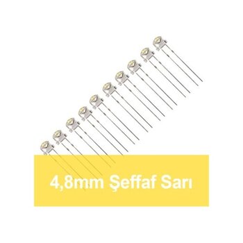 4.8mm Şeffaf Sarı Mantar Led (10 Adet)
