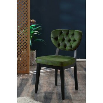 My Massa Boston Sandalye - Ahşap Siyah Ayaklı - Yeşil