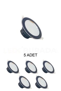 Kendal Elektrik KDL113 Led Spot 5W 3000K Günışığı (sarı ışık) Siyah Kasa - 5’li Paket