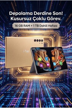 İ-TAB S26 Ultra Max Tablet - 16GB RAM - 1TB Hafıza | Sim Kartlı | Klavye Mouse Kalem Kılıf Full Set