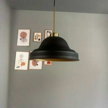 Bamyum Ulmete Siyah Ince Eskitme Başlık Tekli Sarkıt Avize Salon Ofis Otel Avizeleri Vintage Tasarım - 1