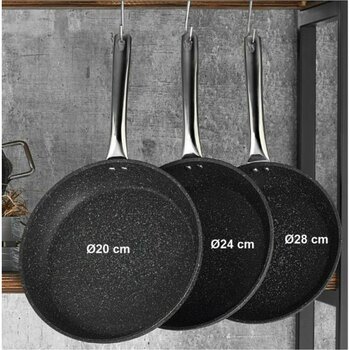Cook Case 3'lü Granit Tava Seti Çelik Saplı 20 24 28 cm
