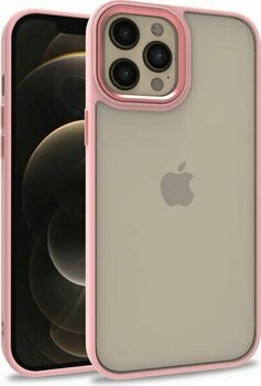 Gpack Apple iPhone 12 Pro Max Flora Sert Silikon Arkası Cam Şeffaf  Pembe