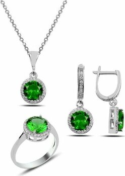 Modern Takı Gümüş Takı Seti Yuvarlak Tektaş Moderntaki-9183 10