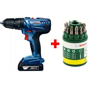 Bosch Gsb 180-LI 18V 2AH Darbeli Akülü Vidalama Şarjlı Matkap + 10 Parça Vidalama Ucu Seti