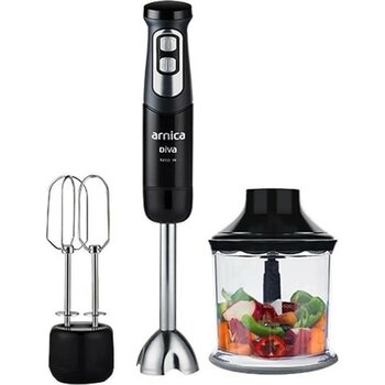 Arnica GH21595 Diva Siyah El Blender Seti 420 W Güçlü Mutfak Robotu Çok Fonksiyonlu