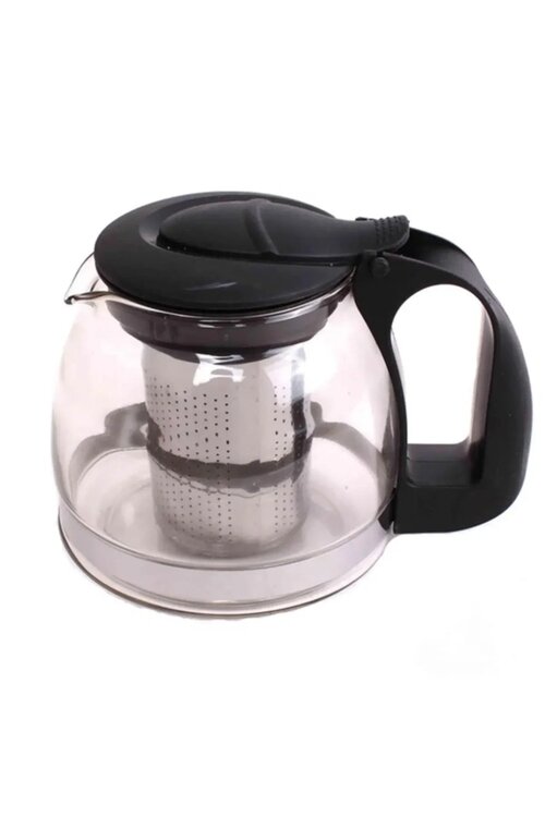 issevenler Siyah Cam Paslanmaz Çelik 700 ml Demlik