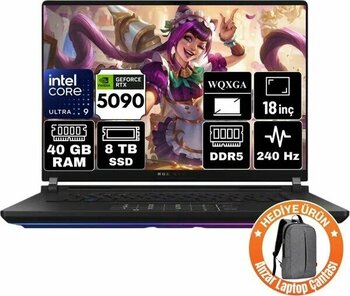 Asus Rog Strix Scar 18 Intel Core Ultra 9 275HX 40GB RAM 8TB SSD NVIDIA GeForce RTX 5090 24GB 18" WQXGA 240HZ Taşınabilir Bilgisayar