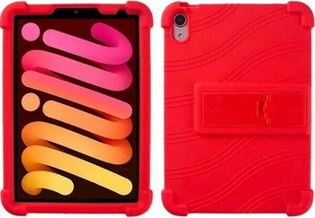 Marcador iPad Mini 6 (2021) Kılıf Standlı Silikon Kırmızı Tablet Kılıfı