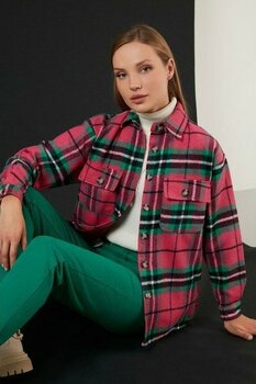 Lela Rahat Kesim Yumuşak Dokulu Astarlı Kışlık Gömlek Bayan Gömlek 42190490 - Fuşya - S