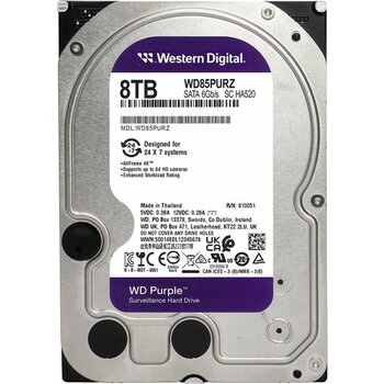 Wd Purple 8tb 5640RPM 128MB Sata3 WD85PURZ 7/24 HDD Resmi Disti Garantili