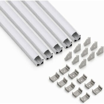 Ledarmy 5’li Set Köşe LED Profil Kanal 18x18mm 1 Metre Alüminyum Sıva Üstü LED Şerit Kanalı Opak Kapaklı Tutuculu 8987 - 1 m - Gümüş