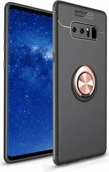 Kvy Samsung Galaxy Note 8 Yüzüklü Manyetik Ravel Kılıf Siyah Bronz