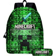 Murat Only Ly Minecraft Desenli Okul Çantası ve Kalem Kutusu Çok Renkli