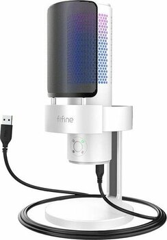 A9W USB Rgb LED Işıklı Masaüstü Mikrofon, Beyaz