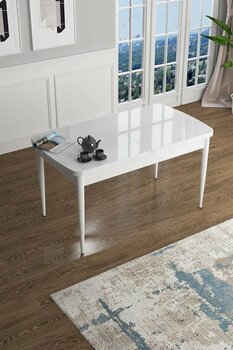 Canisa Han Serisi, 70x114 Açılabilir Mdf Mutfak Masası, Beyaz Masa