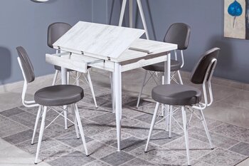 Kartal Kare Masa Takımı, Beyaz, 70X80