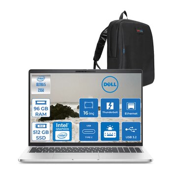 Dell Pro 16 Plus Ultra Core 5 235u 96gb Ddr5 512gb Ssd Intel Graphics 16" Fhd+ 300nit Ubuntu Taşınabilir Bilgisayar U5235u165uf21 + Zettaçanta