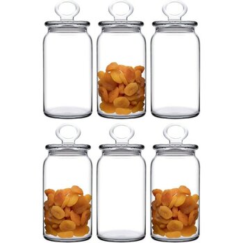 Tekno Trust 6 96761 6'lı Kitchen Slim Cam Kapaklı Büyük Kavanoz Seti - 1130CC Cam 1 - 1,99 L