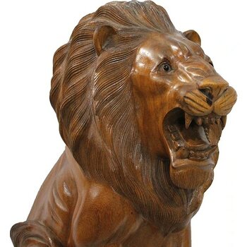 TE Dükkan Buğz Ahşap Aslan Figürü 50 cm