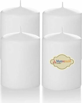 MumvemuM 4 Lü Paket 5x6 Beyaz Kütük Mum