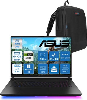 Asus Rog Strix Scar 18 G835lw-Sa129 Intel Core Ultra 9 275hx Aı 64gb Gb 4tb Ssd+4tb Ssd 16gb/Rtx5080 Gddr7 175w 18" 2.5k 2560x1600 Wqxga 240hz 3ms 1200nits Windows11home Laptop Wsa129h32+Zettaçanta