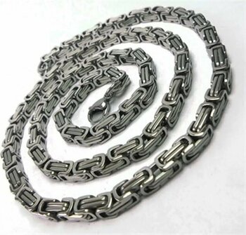 The Collection Erkek Gümüş Renk Kalınlık 5 Mm Çelik Kral Zincir