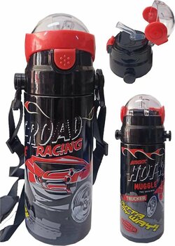 Erkek Çocuk Matara 550 Ml Siyah 1 Adet Çelik Suluk Okul Matarası Öğrenci Suluğu