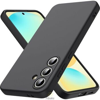 Fibaks Samsung Galaxy S24 Fe Kılıf Kadife Lansman Soft Yumuşak Liquid Silikon Kamera Korumalı Kapak - Siyah