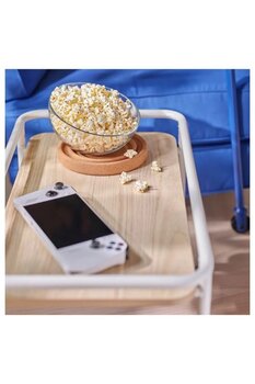 IKEA - BRANNBOLL, tekerlekli sehpa, açık dişbudak görünümlü-beyaz, 69x39 cm