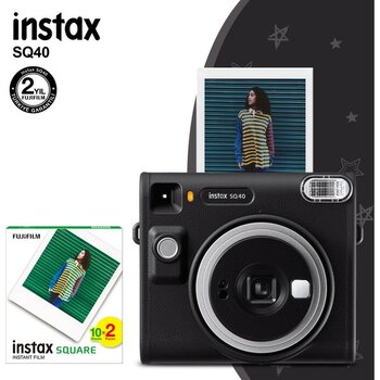 Instax SQ40 Siyah Fotoğraf Makinesi ve20'li Kare Film