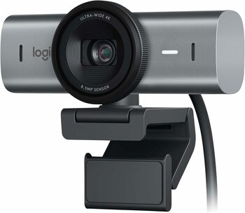Logitech MX Brio Ultra HD 4K Web Kamerası, 60 FPS 1080p, Gürültü Önleyici Çift Mikrofon, USB-C, Web Kamerası Kapağı, Microsoft Teams, Zoom, Google Meet ile Uyumlu, Açık Gri