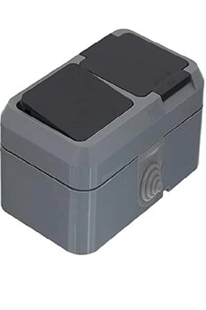 MAKEL Sıva Üstü Nemliyer Kapaklı Topraklı Priz + Anahtar Gri