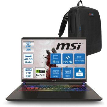 Msı Vector 16 Intel Core Ultra 7 255HX 48GB 1tb SSD RTX5070TI 12GB Tdp 140W Gddr7 Freedos 16" Fhd+ 144Hz Taşınabilir Bilgisayar A2XWHG091XTRF22 + Z...
