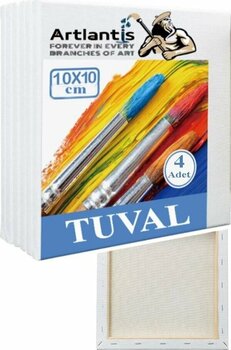Artlantis Tuval 10x10 Astarlı Kare Mini Tuval 4 Adet Resim Tuvali 10*10 Tual Akrilik Boya Yağlı Boya İçin İdeal