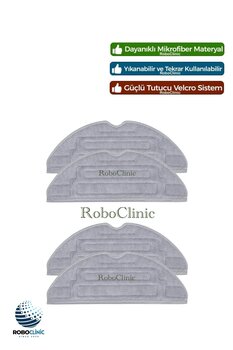 Roboclinic Roborock S8 Sonic Akıllı Robot Süpürge Uyumlu 4 Adet Microfiber Mop Bez Paspası