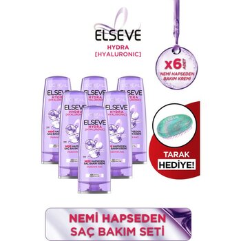 L'Oréal Paris 6'lı L'oréal Paris Elseve Hydra [hyaluronic] Nemi Hapseden Saç Bakım Kremi 360ML + Elseve Hydra Pure Yumurta Tarak