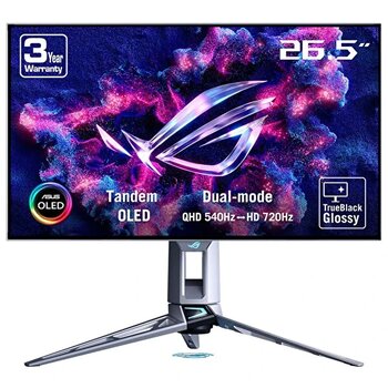 Asus ROG Swift Oled Pg27aqwp-w 26.5" 540Hz 2K QHD 0.02ms 720Hz HD Dual Mode Adaptive Sync Tandem Oled Pivot Gaming Monitör