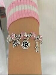 Charm Çelik Bileklik Kız Gül ve Kalp Figürlü Bilezik Künye