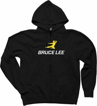 Bruce Lee Yellow Man Siyah Fermuarlı Kapşonlu Sweatshirt - 4XL